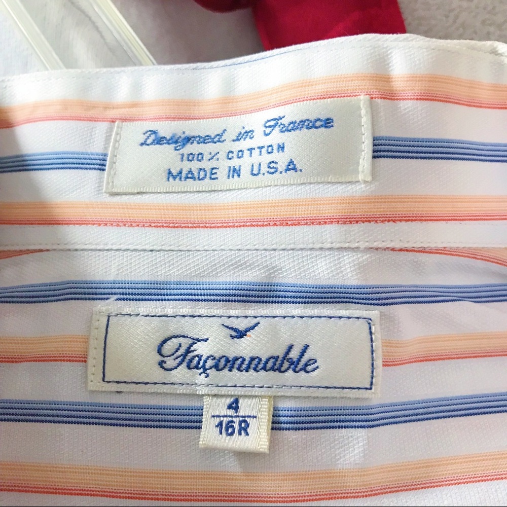 Striped Faonnable Button-Down Shirt - image 3